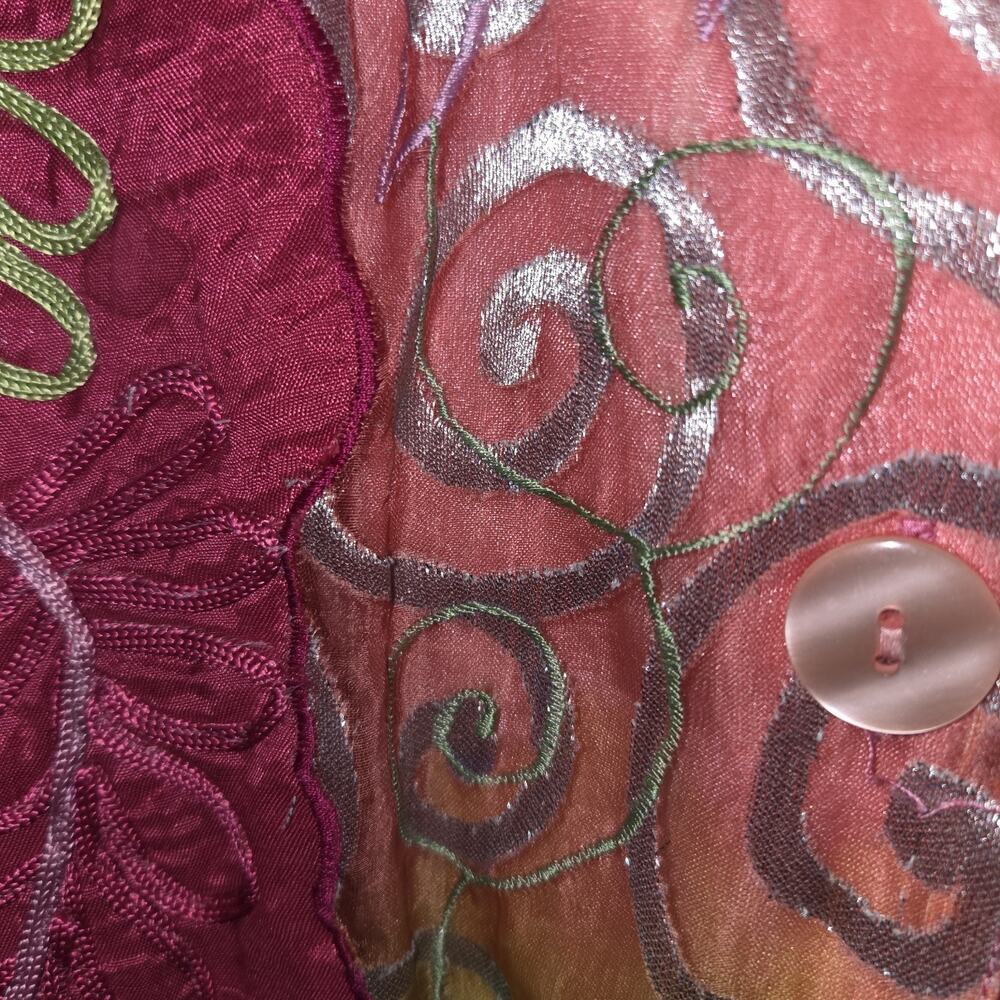 Vintage Jeevan Silk Top Jacket Plus Sz 2X Art To Wear Artsy Textured Silk Blend - Picture 3 of 16